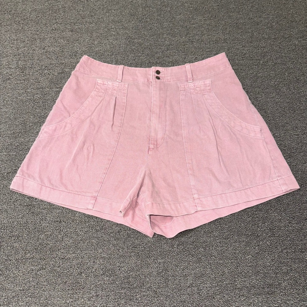Universal Thread Pink High Rise Pleated Cotton Denim Shorts Womens 8 Rose Casual